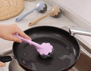 Губка для посуды металлическая с ручкой, набор