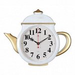 Часы настенные 21 Bek 3530-004 чайник 29х34см, корпус белый с золотом Классика Рубин