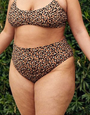 Aerie Leopard High Cut Cheeky Bikini Bottom