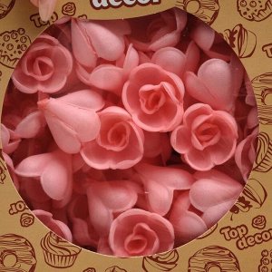 Вафельные розы малые, розовые, 145 шт.
