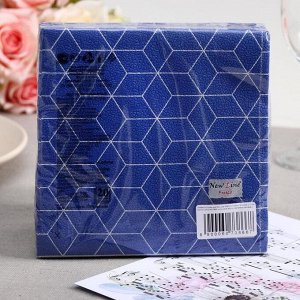 Салфетки бумажные New line FRESCO «Кубики 3D синие», 2 слоя, 33*33 см, 20 шт.