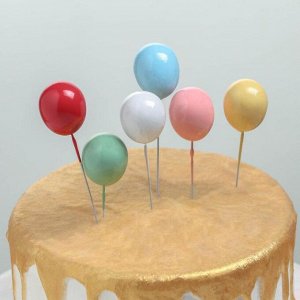 Набор топперов для торта «Шарики», 6 шт, цвет МИКС