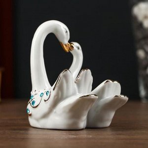 Сувенир керамика &quot;Поцелуи белых лебедей&quot; стразы 9,5х7,7х9,3 см