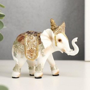 Сувенир полистоун "Белый слон Махараджи в богатой попоне" 8.5х10х3.7 см