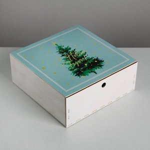 Ящик деревянный «Новогодняя ёлка», 25 * 25 * 10 см