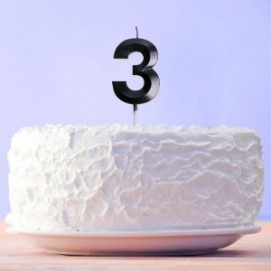 Свеча в торт цифра "3" , черная, 5 х 12 см