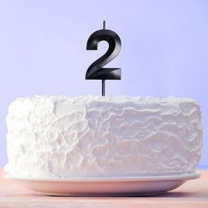 Свеча в торт цифра "2" , черная, 5 х 12 см