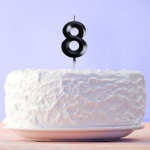 Свеча в торт цифра "8" , черная, 3,5 х 12 см