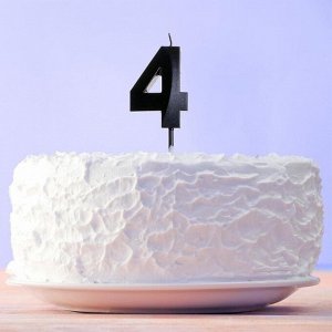 Свеча в торт цифра "4" , черная, 5 х 12 см