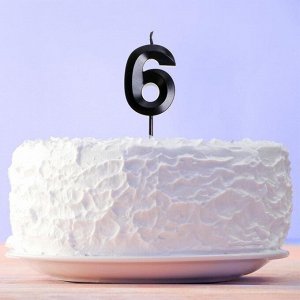 Свеча в торт цифра «6», чёрная