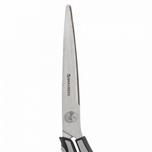 Ножницы BRAUBERG "SUPER", 230 мм, серо-черные, 2-х сторонняя заточка, эргономичные ручки, 237297