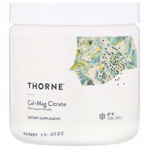 Thorne Research, Cal-Mag Citrate, шипучий порошок, 7,5 унций (214 г)