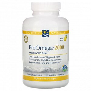 Nordic Naturals, ProOmega 2000, лимон, 1,250 мг, 120 мягких таблеток