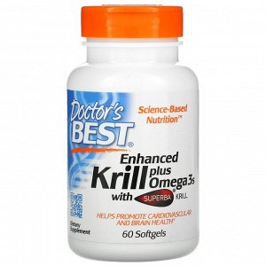 Doctor's Best, Enhanced Krill Plus Omega3s with Superba Krill, 60 гелевых капсул