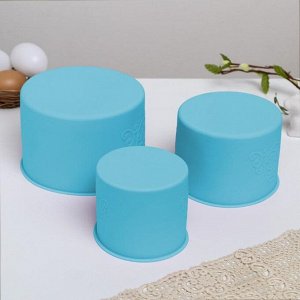 Силиконовая форма «ХВ» для кулича на Пасху, 3 шт., голубая