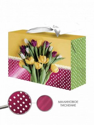 Пакет-коробка "Тюльпаны" 15х11х9см 84553