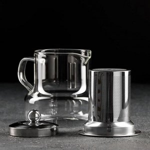 Чайник стеклянный заварочный с металлическим ситом «Бингли» 600 мл, 12,5?11?13 см