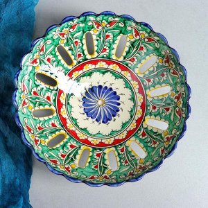 Фруктовница Риштанская Керамика "Цветы", 25 см, микс