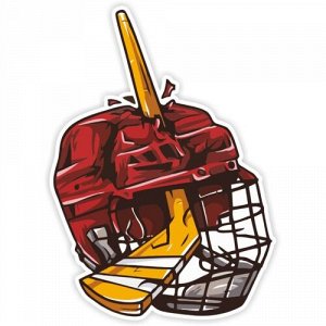 Наклейка Хоккейная клюшка воткнутая в шлем