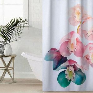 Штора для ванной комнаты «Разноцветная орхидея», 145?180 см, оксфорд