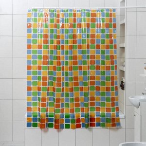 Штора для ванной комнаты Доляна «Мозайка», 180x180 см, PVC