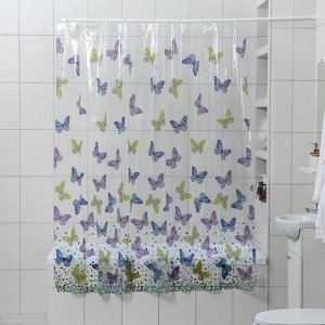 Штора для ванной комнаты Доляна «Бабочки», 180?180 см, PVC