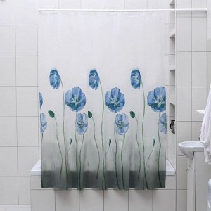 Штора для ванной комнаты Доляна «Синие маки», 180x180 см, EVA