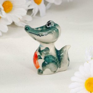 Сувенир "Крокоди", гжель цветная, 5,5х4 см