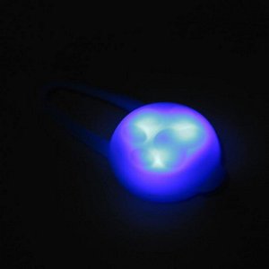 Световой маячок на ошейник/поводок с 3 режимами свечения "Лапка", 3,2 см, силикон, синий