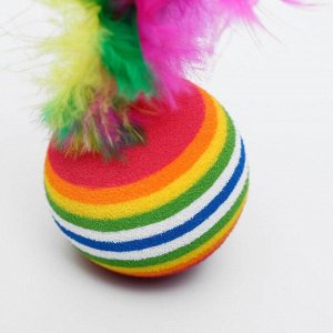 Пижон Набор из 2 игрушек &quot;Полосатые шарики с перьями&quot;, диаметр шара 3,8 см, микс цветов