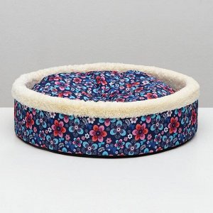 Лежанка круглая с двусторонней подушкой, 46 X 13 см микс цветов