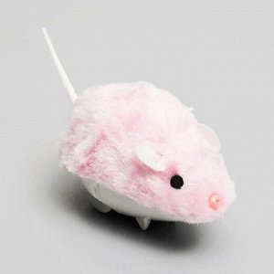 Пижон Мышь заводная меховая малая, 8,5 см, розовая