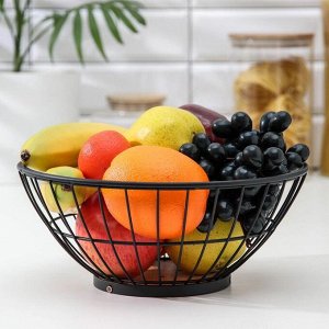 Ваза для фруктов круглая «Эстетика», 25,7Х25,7Х11,2 см, цвет чёрный
