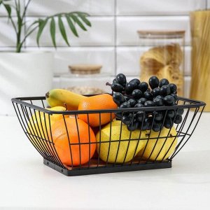 Ваза для фруктов Доляна «Эстетика», прямоугольная, 23?12?28,5 см, цвет чёрный