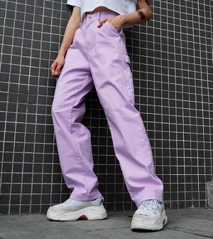 Женские широкие брюки с карманами, цвет сиреневый