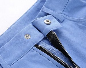 Женские брюки с вырезами по бокам, цвет голубой/черный