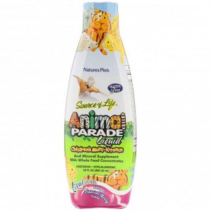 Nature's Plus, Source of Life, детский жидкий мультивитамин Animal Parade с натуральным вкусом тропических ягод, 887,10 мл (30 жидких унций)