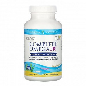 Nordic Naturals, Complete Omega Junior, Lemon, Ages 6-12, 180 Mini Soft Gels