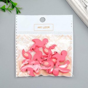 Декор для творчества пластик "Розовый фламинго" набор 10 шт 2,8х1,8 см