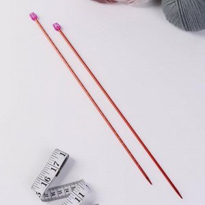 Спицы для вязания, прямые, с измерительной шкалой, d = 3,5 мм, 35 см, 2 шт, цвет оранжевый