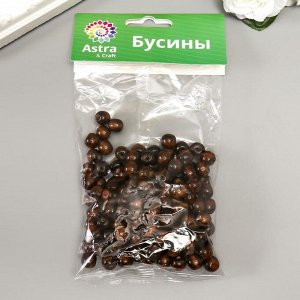 Бусины деревянные "Астра" круглые, 10 мм, 50 гр, тёмно-коричневый