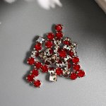 Хрустальные стразы в цапах &quot;Астра&quot; 4 мм, 50 шт/упак, серебро/красный
