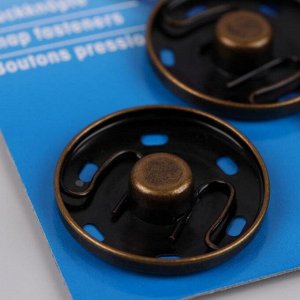 Кнопки пришивные, d = 30 мм, 2 шт, цвет бронзовый