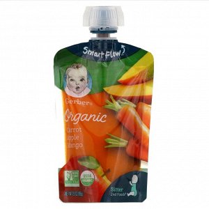 Gerber, Органическое детское питание, морковь, яблоки и манго, 3,5 унции (99 г)