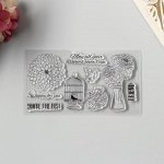 Штамп для творчества силикон &quot;Цветы и птица в клетке&quot; 7,5х13,5 см