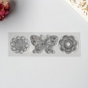Штамп для творчества силикон "Цветочная бабочка и две ромашки" 5х16 см