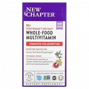 New Chapter, 55+ Every Woman's, ежедневные мультивитамины для женщин, 72 вегетарианских таблетки