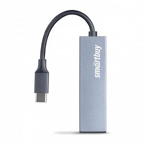 Хаб USB Type-C  460С 2 порта USB 3.0, металл.корпус, серый (SBHA-460С-G)