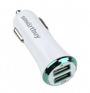Автомобильное зарядное устройство SmartBuy® TURBO 1x2.1A,1x1 А, белое,  2 USB (SBP-2021)