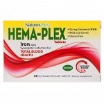 Nature&#039;s Plus, Hema-Plex, 30 таблеток с длительным высвобождением